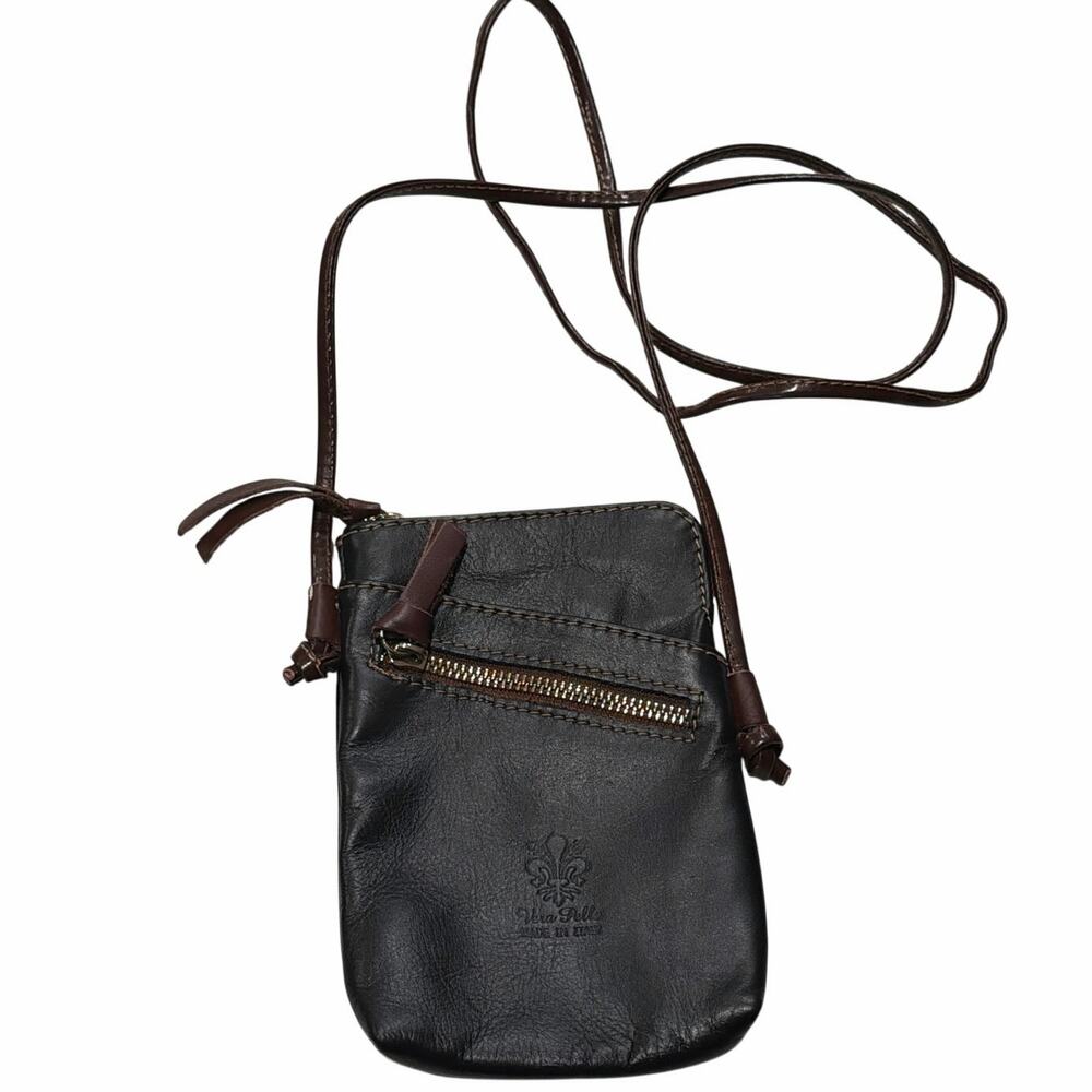 Borse In Pelle black and brown small leather crossbody bag Made In Italy